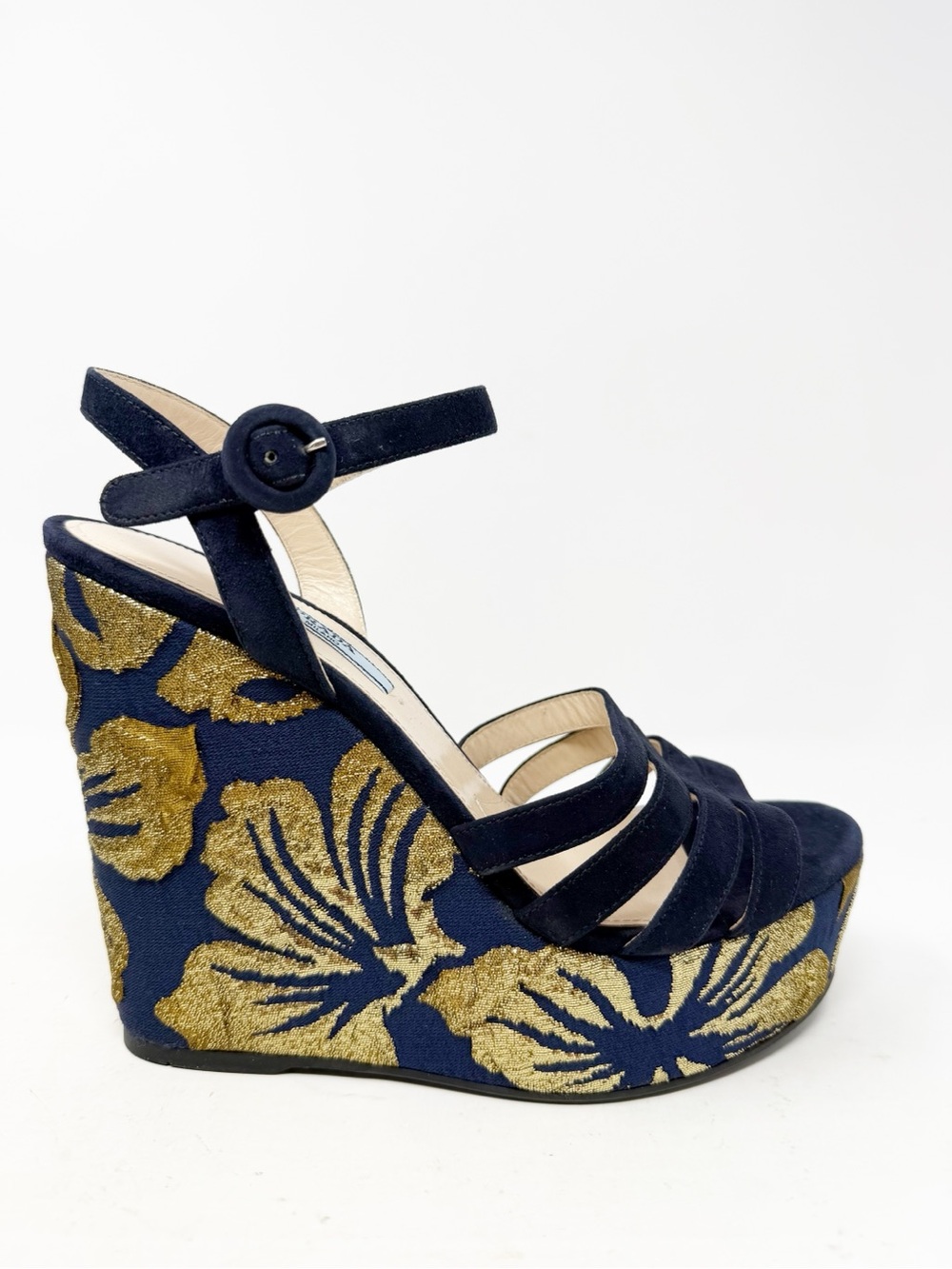 Prada Brocade Platform Wedge Sandals Womens Size EU 37.5 - Picture 5 of 12